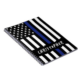 Caderno Espiral Polícia Personalizada - Polícia de Linha Azul Fino