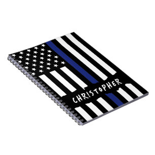 Caderno Espiral Polícia Personalizada - Polícia de Linha Azul Fino