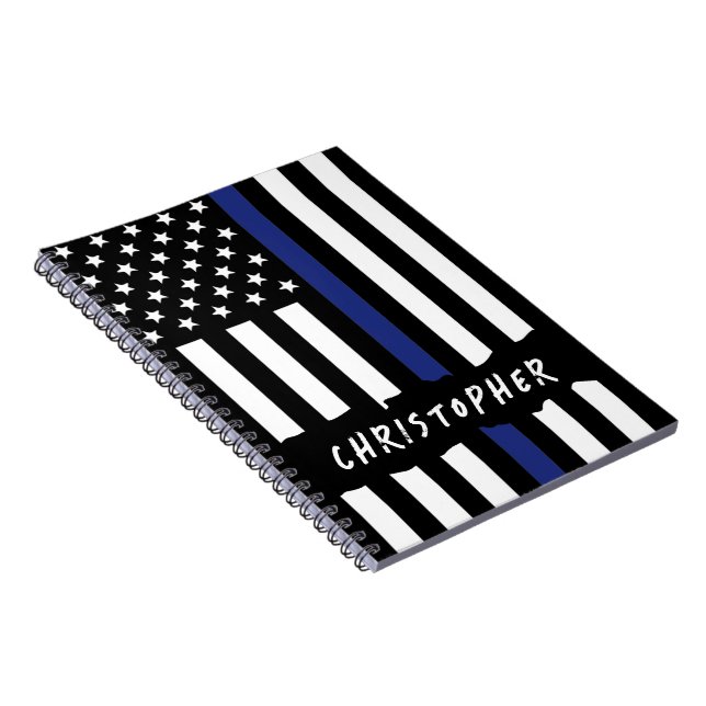 Caderno Espiral Polícia Personalizada - Polícia de Linha Azul Fino (Lado Direito)
