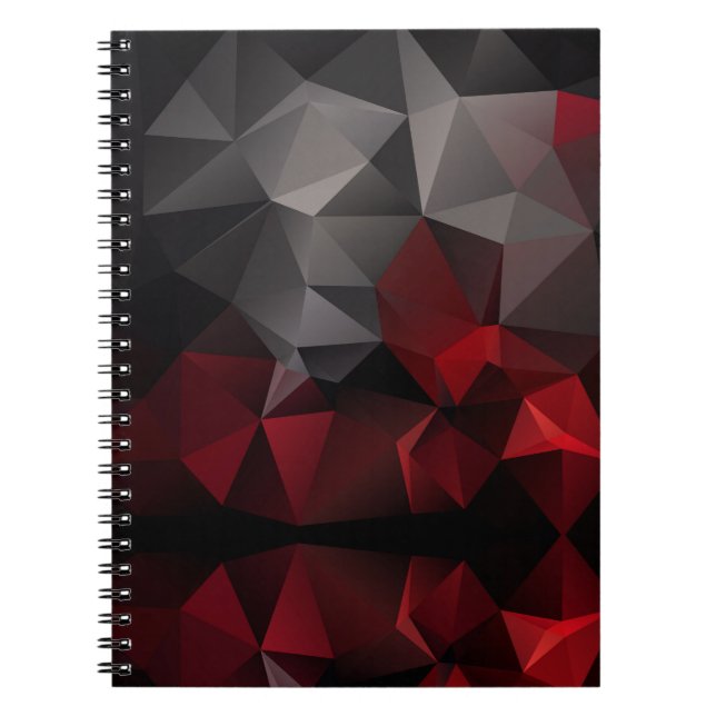 Caderno Espiral Poligonal, preto e vermelho (Frente)