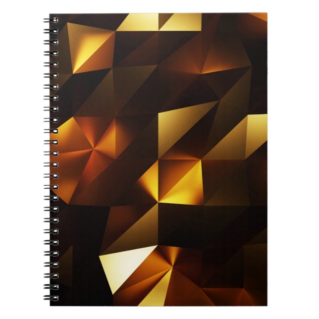 Caderno Espiral Polígono Dourado: renderização de Abstrato 3D (Frente)