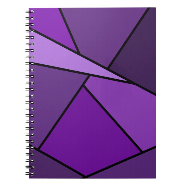Caderno Espiral Polígonos abstrato púrpura (Frente)