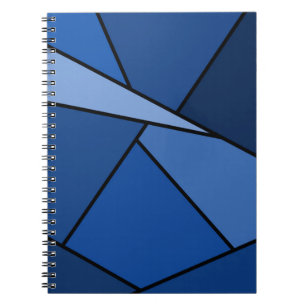 Caderno Espiral Polígonos Azuis abstrato