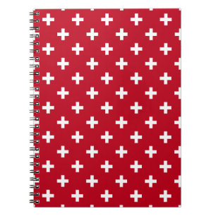 Caderno Espiral Polka branca cruza em vermelho