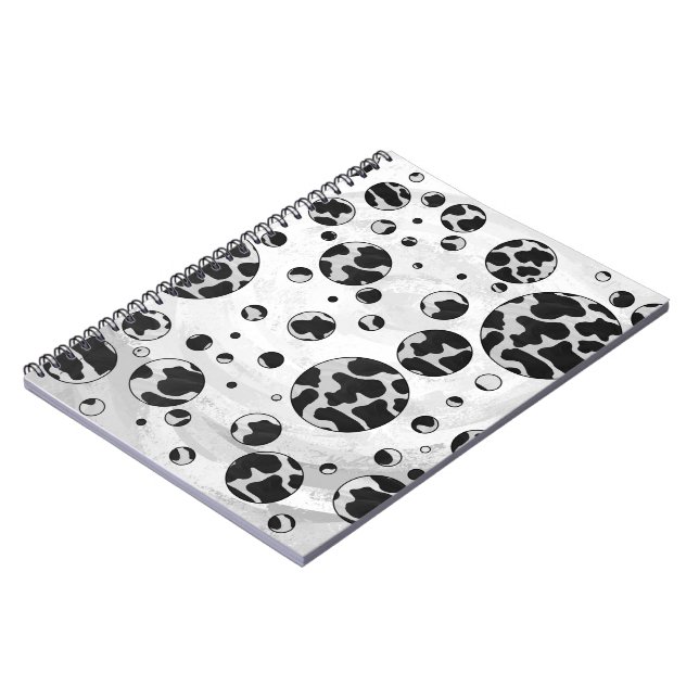 Caderno Espiral Polka Dot Cow Black and White Print (Left Side)
