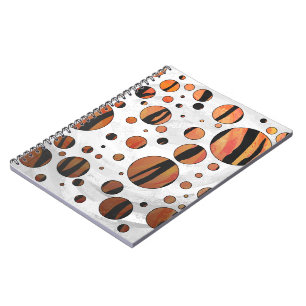 Caderno Espiral Polks Dot Tiger Cor de laranja e Impressão preto