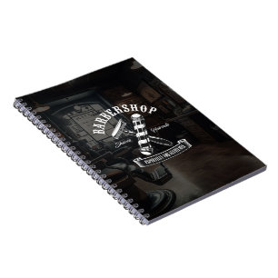 Caderno Espiral Pólo de Barbeiro Vintage e Barbearia de Navalha pa