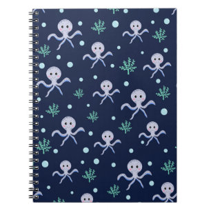 Caderno Espiral Polvo debaixo do mar padrão infantil