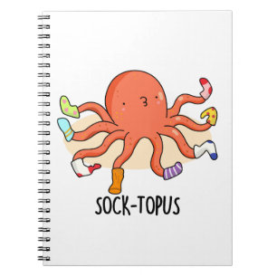 Caderno Espiral Polvo Engraçado Socktopus Com Meias Trocadilho 