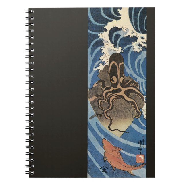 Caderno Espiral Polvo japonês e carpa (Frente)
