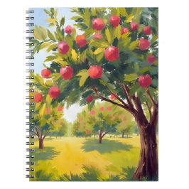 Caderno Espiral Pomar de Maçã Outono Queda Aquarela