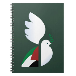 Caderno Espiral pomba da paz com a bandeira palestiniana