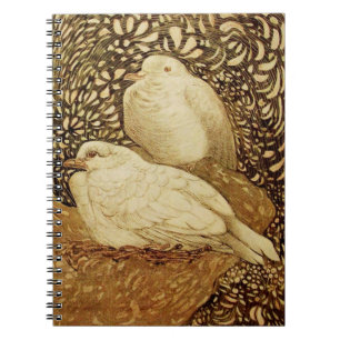 CADERNO ESPIRAL POMBAS BRANCAS NO SEPIA MARROM