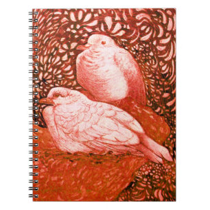 CADERNO ESPIRAL POMBAS BRANCAS NO VERMELHO