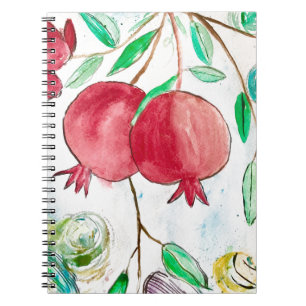 Caderno Espiral Pomegranate pintura romã Arte Wall