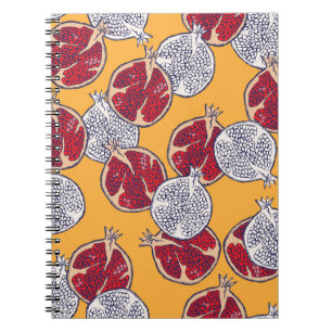 Caderno Espiral Pomegranato Desenhado: Padrão De Vintagem Feita À 