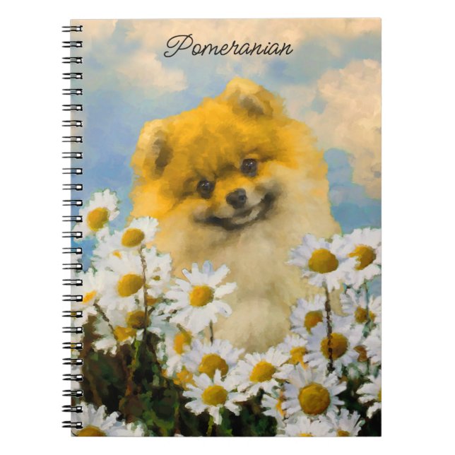 Caderno Espiral Pomerânia em Pintura de Dísias - Arte de Cachorro  (Frente)