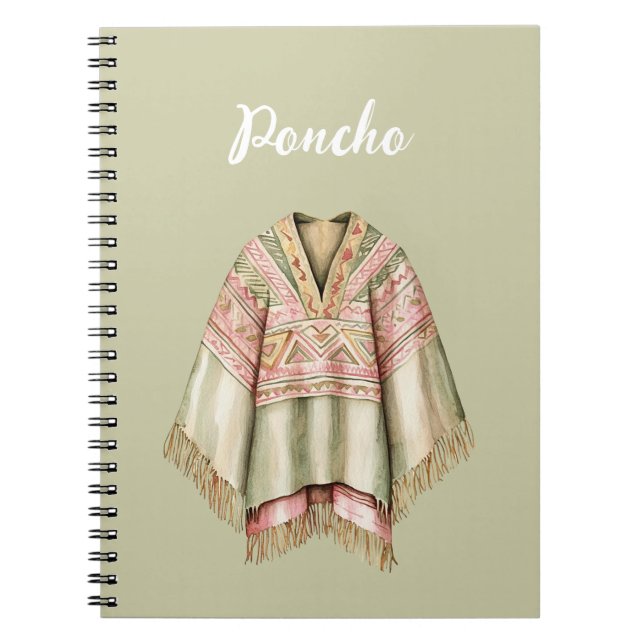Caderno Espiral Poncho Rosa Abacate Menta (Frente)