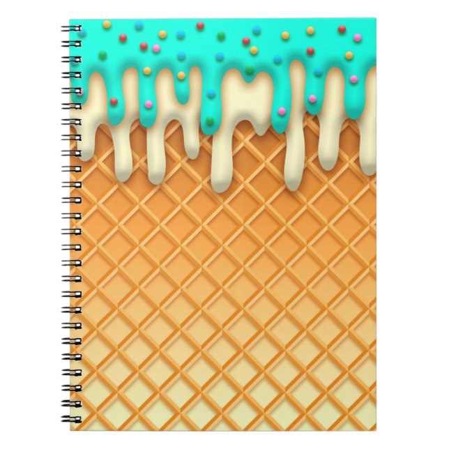 Caderno Espiral Ponta Do Waffle De sorvete Com Préteses (Frente)