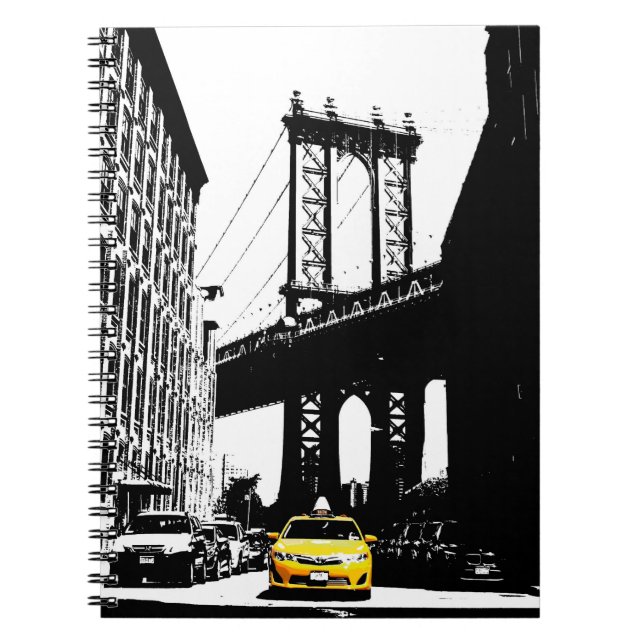 Caderno Espiral Ponte Brooklyn Nova Iorque Pop Art Nyc Trendy (Frente)