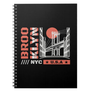 Caderno Espiral Ponte Brooklyn NYC Gráfico   Nova York Urbana