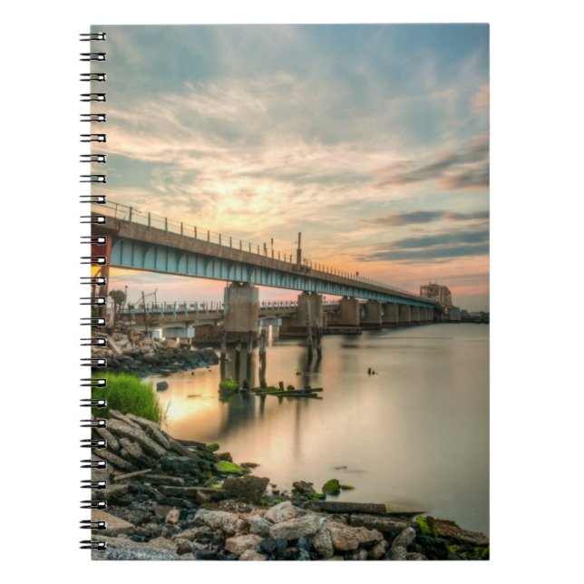 Caderno Espiral Ponte do trem de Rockaway (Frente)