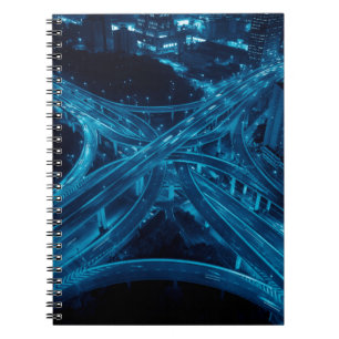 Caderno Espiral ponte elevada da Estrada Yanan de Xangai à noite c