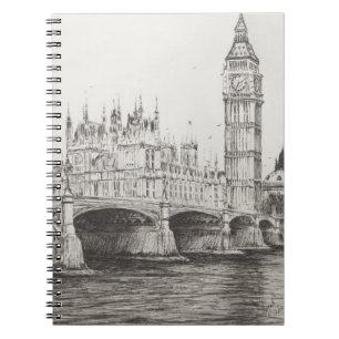 Caderno Espiral Ponte Londres Reino Unido de Westminster.