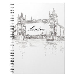 Caderno Espiral Ponte Torre Icônica de Londres - Desenho preto e b
