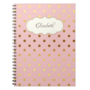 Caderno Espiral Pontinhos Dourados Adoráveis, Personalizado
