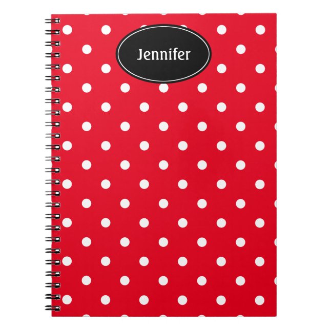 Caderno Espiral Ponto Vermelho e Branco Personalizado (Frente)