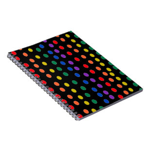Caderno Espiral Pontos arenosos Arco-Íris em Preto