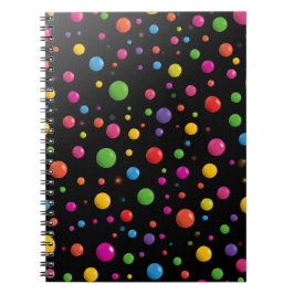 Caderno Espiral Pontos Coloridos Brilhantes