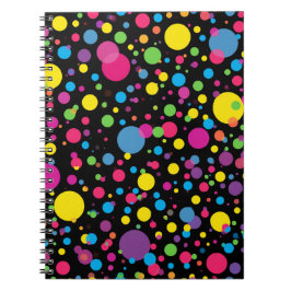 Caderno Espiral Pontos Coloridos Brilhantes