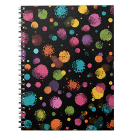Caderno Espiral Pontos Coloridos Brilhantes