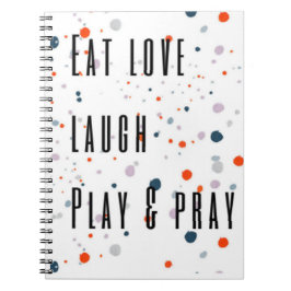 Caderno Espiral Pontos coloridos comem amor risada rezando noteboo