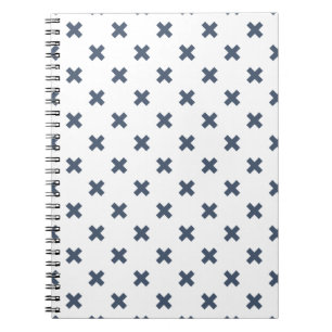 Caderno Espiral Pontos crus de cinza azul em branco