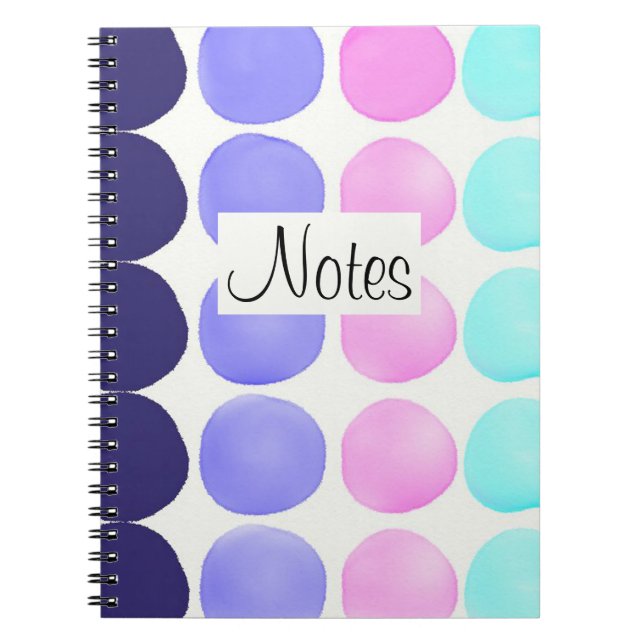 Caderno Espiral Pontos de aquarela multicores (Frente)