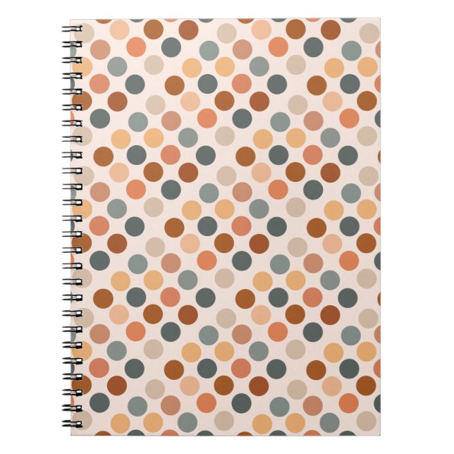 Caderno Espiral Pontos de Boho Retroativos Neutrais (Frente)