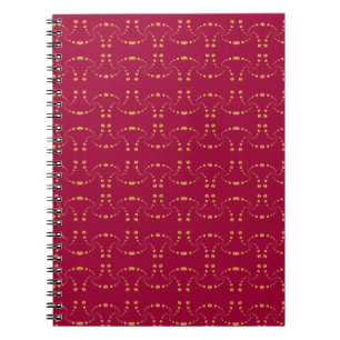 Caderno Espiral Pontos de Bolha Dourados Girando em Vermelho Borgo