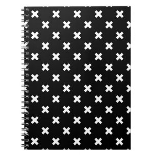 Caderno Espiral Pontos de cruz brancos em preto