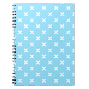 Caderno Espiral Pontos de cruz brancos no azul-bebê