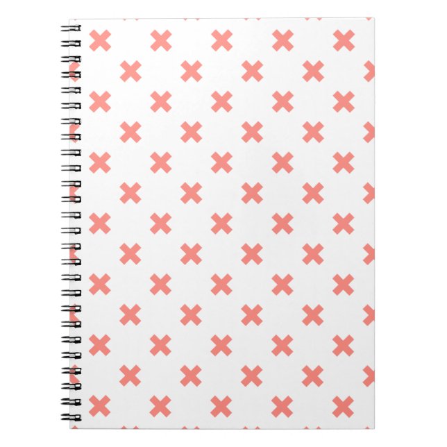 Caderno Espiral Pontos de cruz de pêssego em branco (Frente)