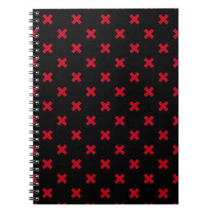 Caderno Espiral Pontos de cruz vermelhos em preto