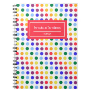 Caderno Espiral Pontos do arco-íris do Felpudo divertido personali