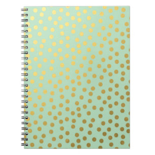 Caderno Espiral Pontos Dourados dos confetes da hortelã chique