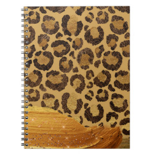 Caderno Espiral Pontos Dourados na pele de Chita com Glamor Metáli