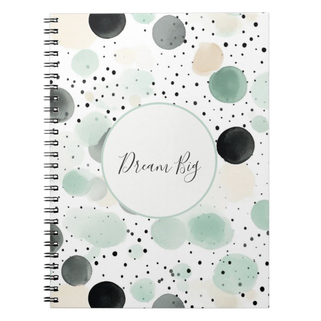 Caderno Espiral Pontos Pretos Creme Menta Caprichosos   (Frente)
