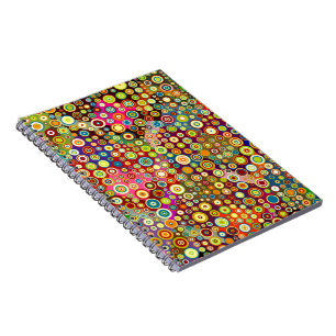 Caderno Espiral Pontos Retro Coloridos + sua ideia