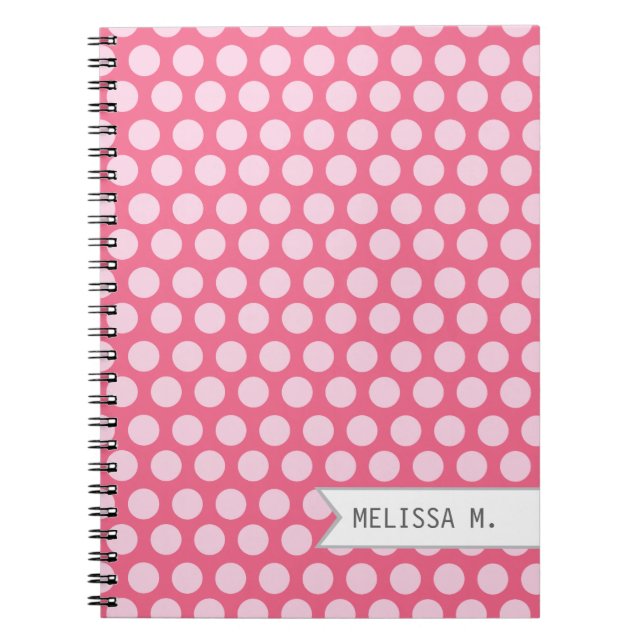 Caderno Espiral Pontos Rosa Personalizados (Frente)